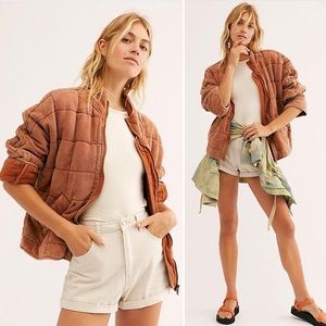 Free People Dolman Quilted Jacket Myrrh/Terracotta